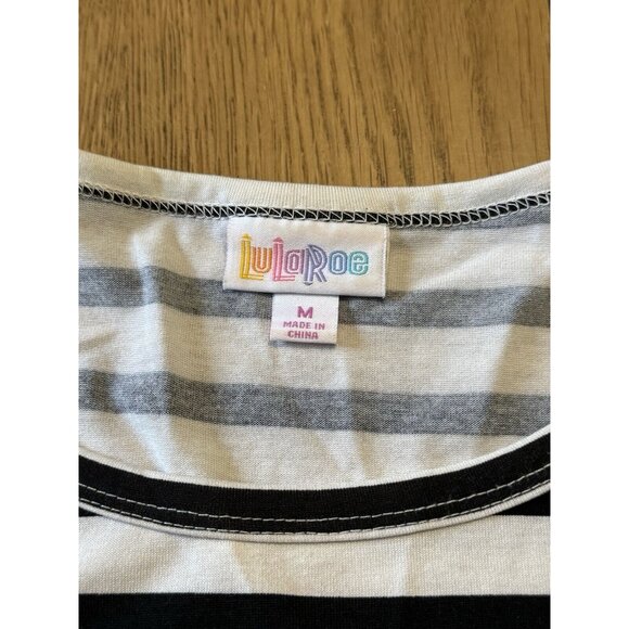 Lularoe Hi-Low‎ Midi Dress Size Medium Striped Short Sleeve Scoop Neck Comfort - Picture 3 of 9
